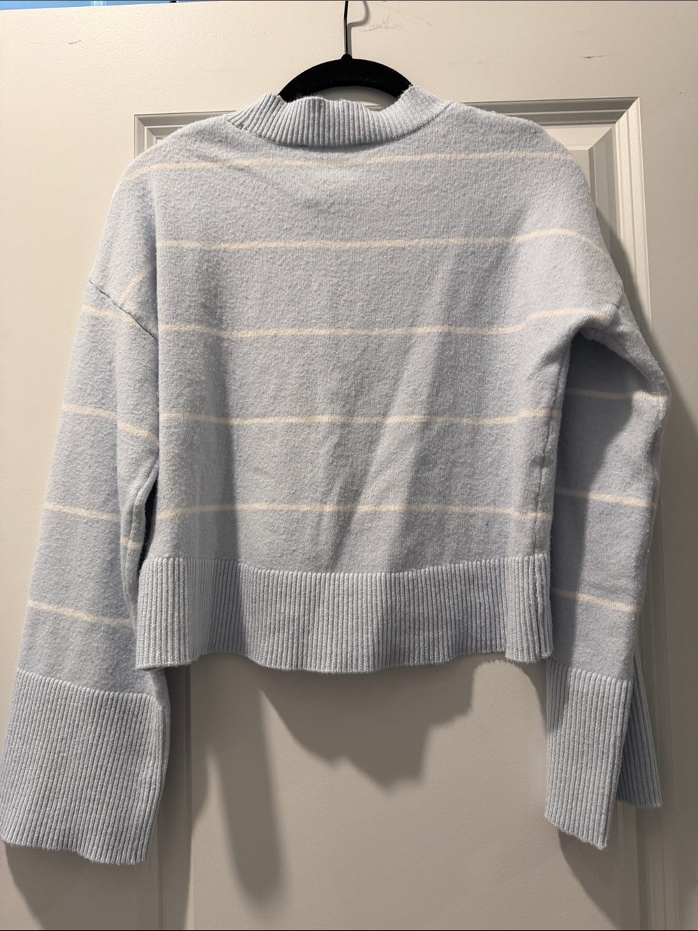 Hippie Rose Light Blue Striped Cropped Crewneck Sweater - Picture 3 of 7